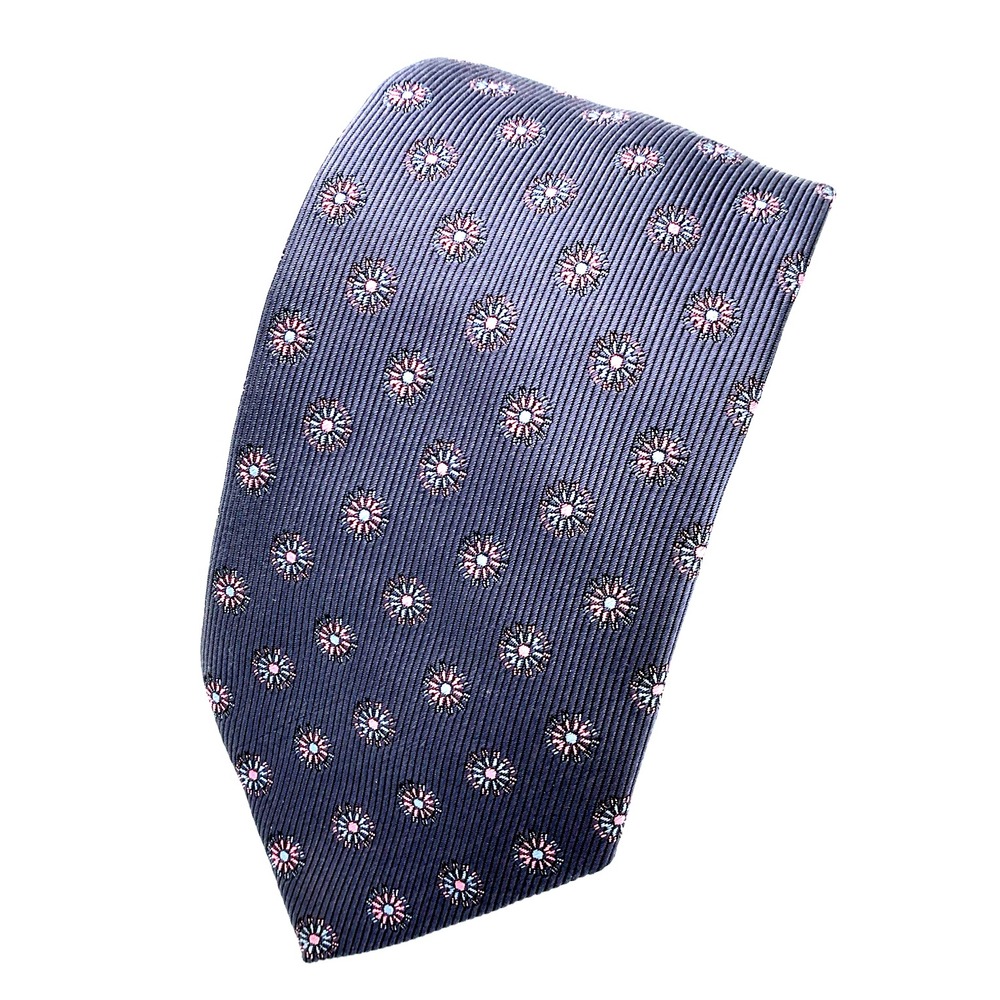 Thomas Pink Men's 100% Silk Tie Woven Polka Dot Design Made‎ in Morroco 59"
